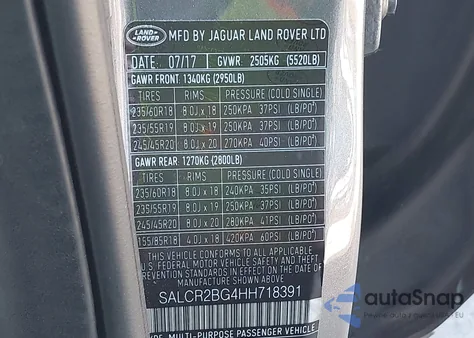 2017 Land Rover Discovery Sport Hse from USA, damaged, VIN SALCR2BG4HH718391